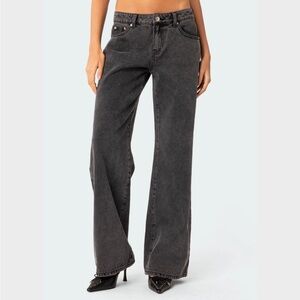Edikted Women's Jeans Raelynn Black Washed Low Rise